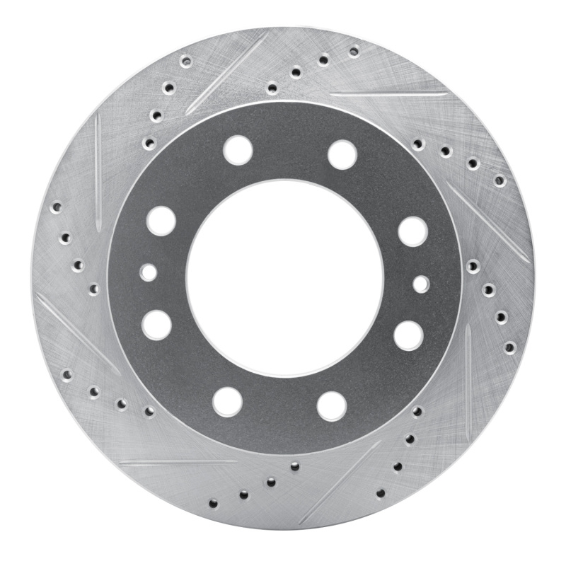 Chevrolet Express 3500 Brake Rotor (1) - Front Left - R1 Concepts - Drilled & Slotted - Silver - `01-`25